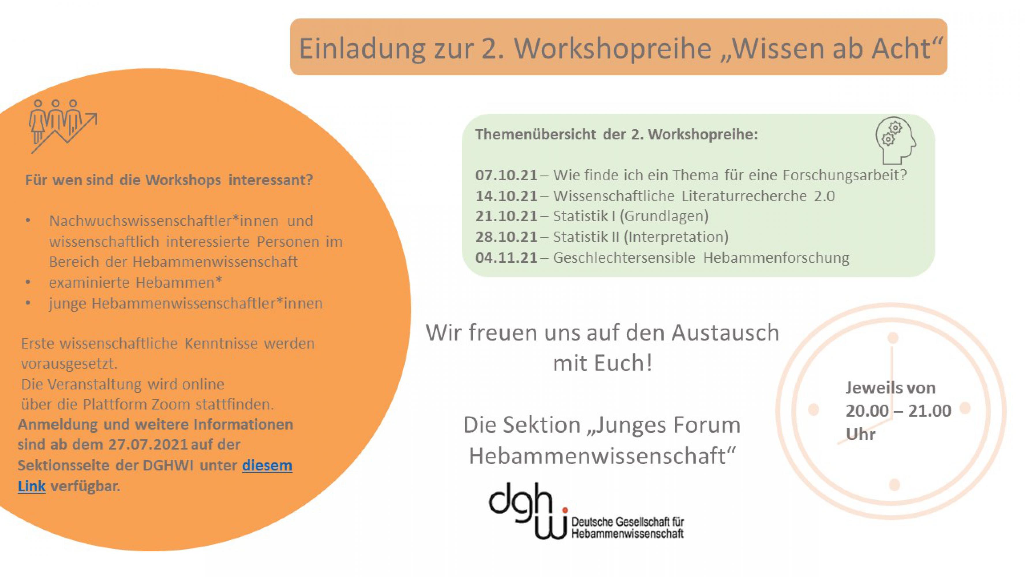 DGHWi-JungesForumHebWis_WissenabAcht_SavetheDate_2 Workshopreihe "Wissen ab Acht" - Oktober 2021